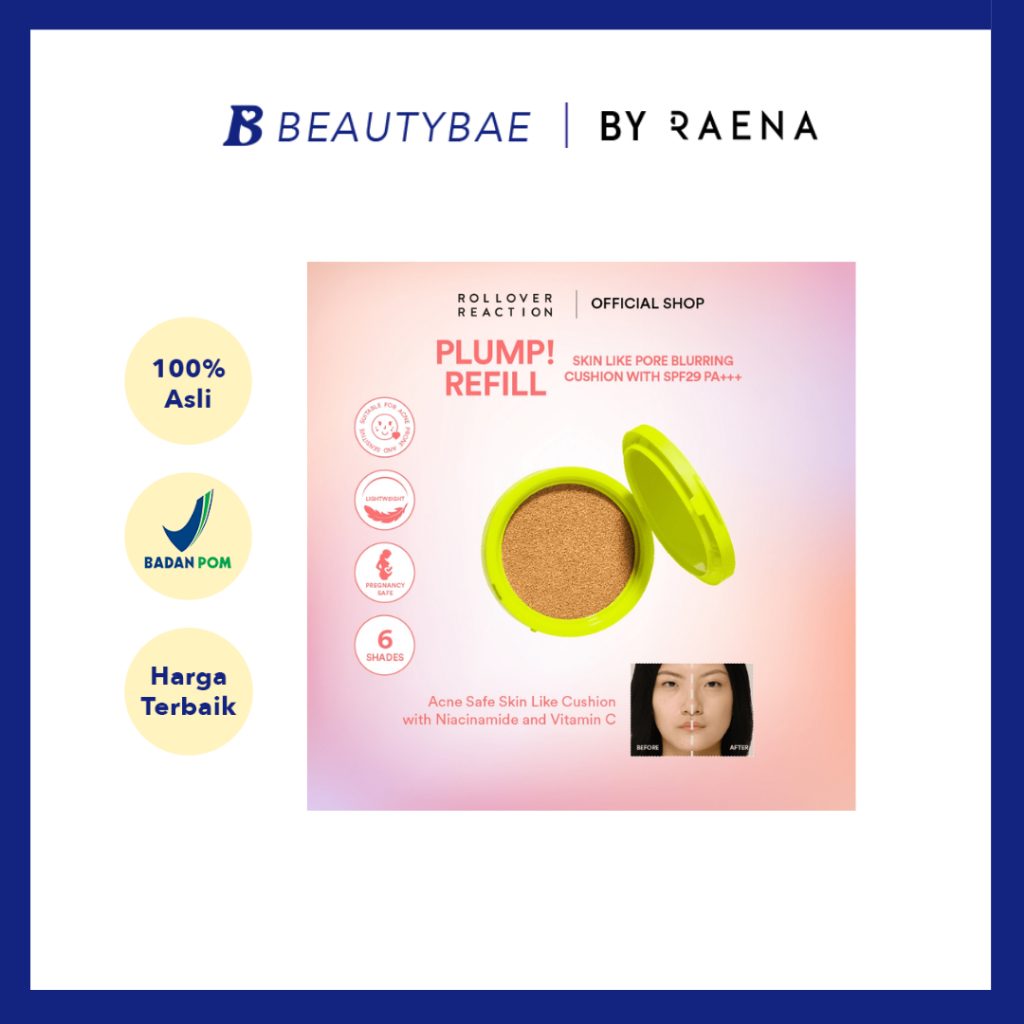 Rollover Reaction PLUMP Refill Skin Like Acne-Safe Cushion SPF 29PA+++  104 Biscotti | 15 g