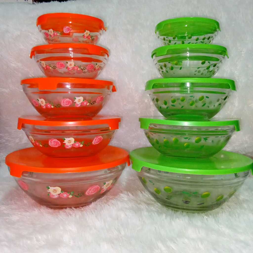Mangkok susun kaca/mangkok beranak murah (1set 5pcs)