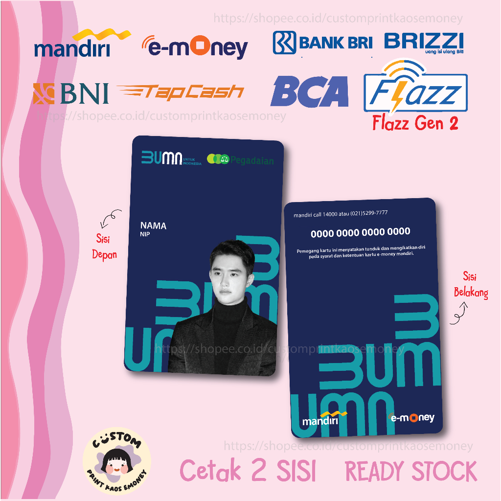 KARTU E MONEY E TOLL ID CARD PENGADAIAN BUMN MANDIRI EMONEY BNI TAPCASH BRI BRIZZI FLAZZ BCA - 2 SIS