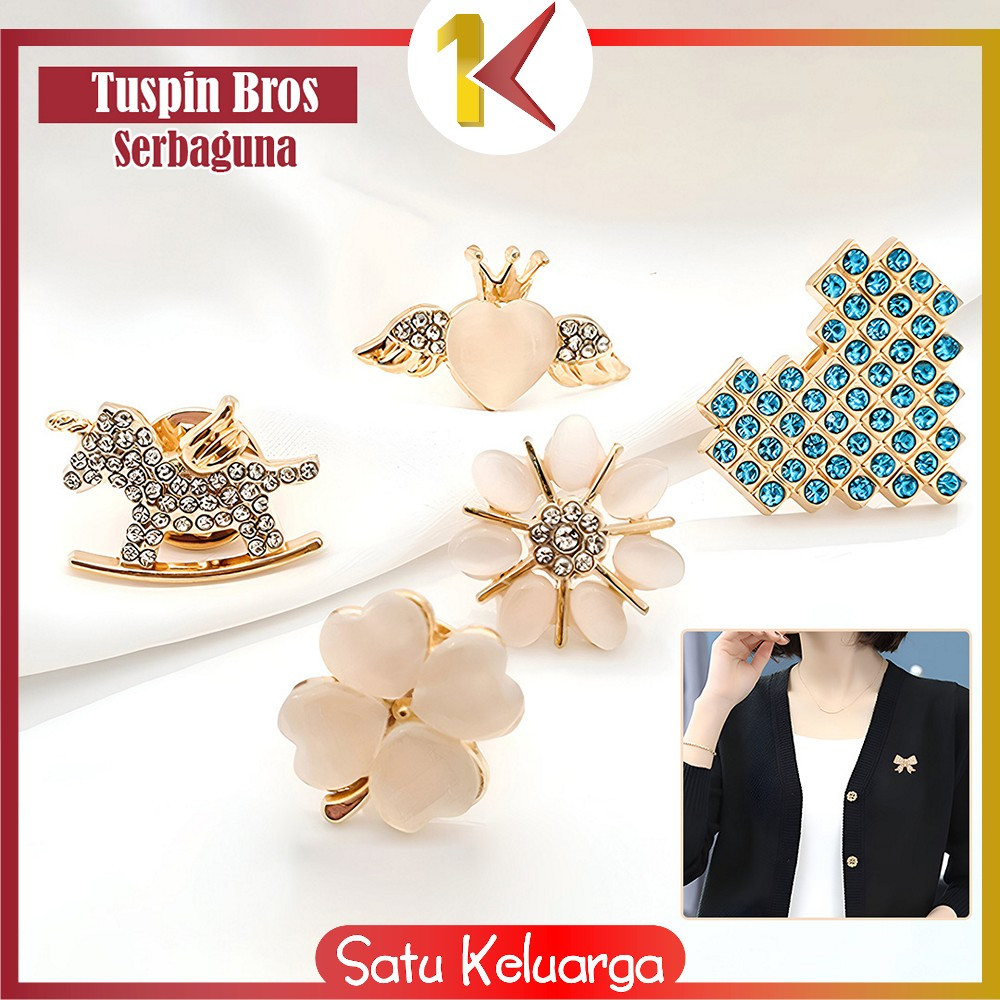SK-C1037 Bros Pin Aksesoris Hijab Aksen Mutiara Motif Elegan / Pin Baju Klip Kecil Bros Korean Fashi