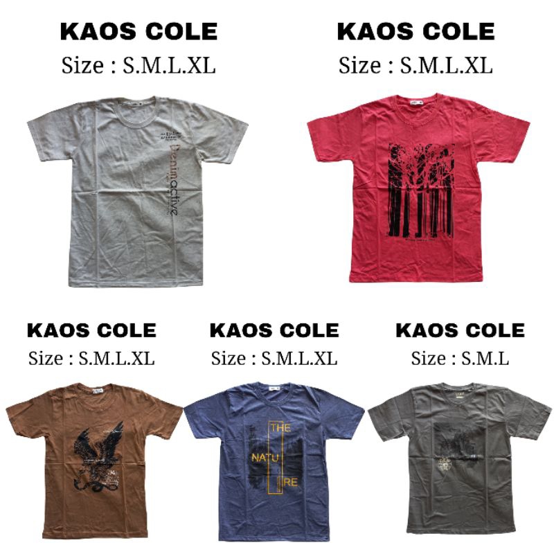 Kaos Cole Oblong Lengan Pendek T-shirt Dewasa Pria Original Branded Matahari