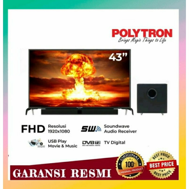 LED TV POLYTRON 43 INCH PLD 43BV1558/TV POLYTRON 43 INCH SOUNDBAR/POLYTRON LED 43 INCH SOUNDBAR