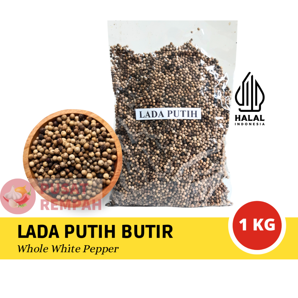 

Lada Putih Butir 1Kg Super / Merica / Bumbu Rempah Alami / Pusat Rempah