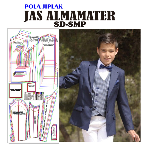 POLA JIPLAK JAS ALMAMATER ANAK SD-SMP POLA JAHIT