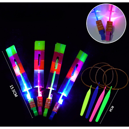 Mainan Kitiran Terbang Led , Ketapel Baling Baling Lontar