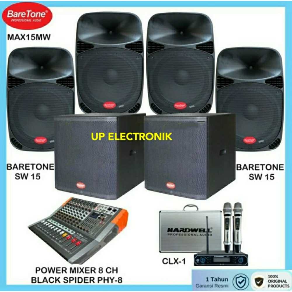 Paket Bundling Sound System 4 Speaker Pasif 15 Inch 2 Subwoofer 15Inch