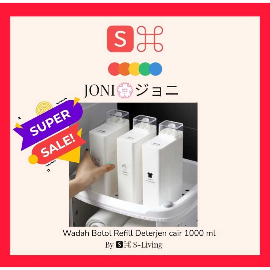JONI Wadah Botol Refill Deterjen Cair Laundry Softener Storage 1L