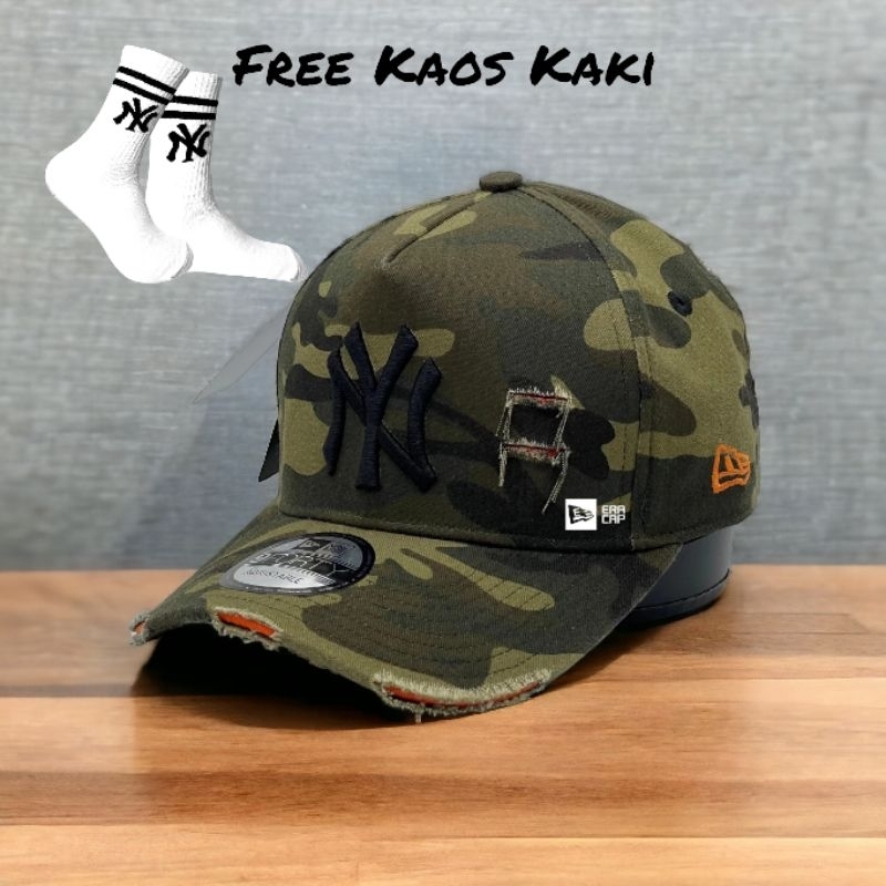 Topi NY Baseball Pria Wanita Dewasa Motif Sobek Loreng Distro Premium