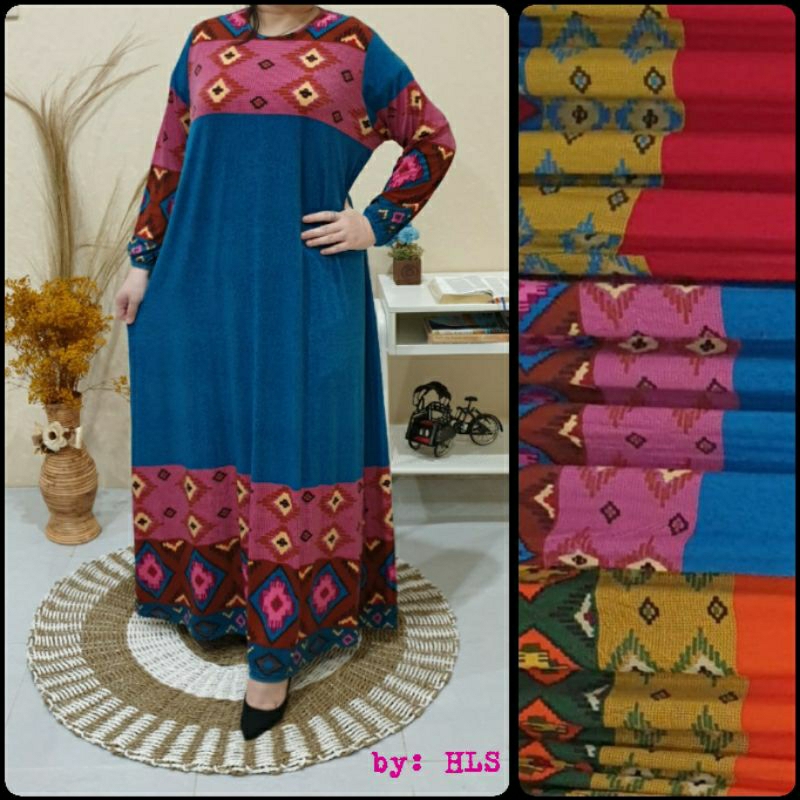 GAMIS JUMBO WANITA JERSEY KOREA PRINTING KUALITAS PREMIUM MOTIF ABSTRAK KEREN