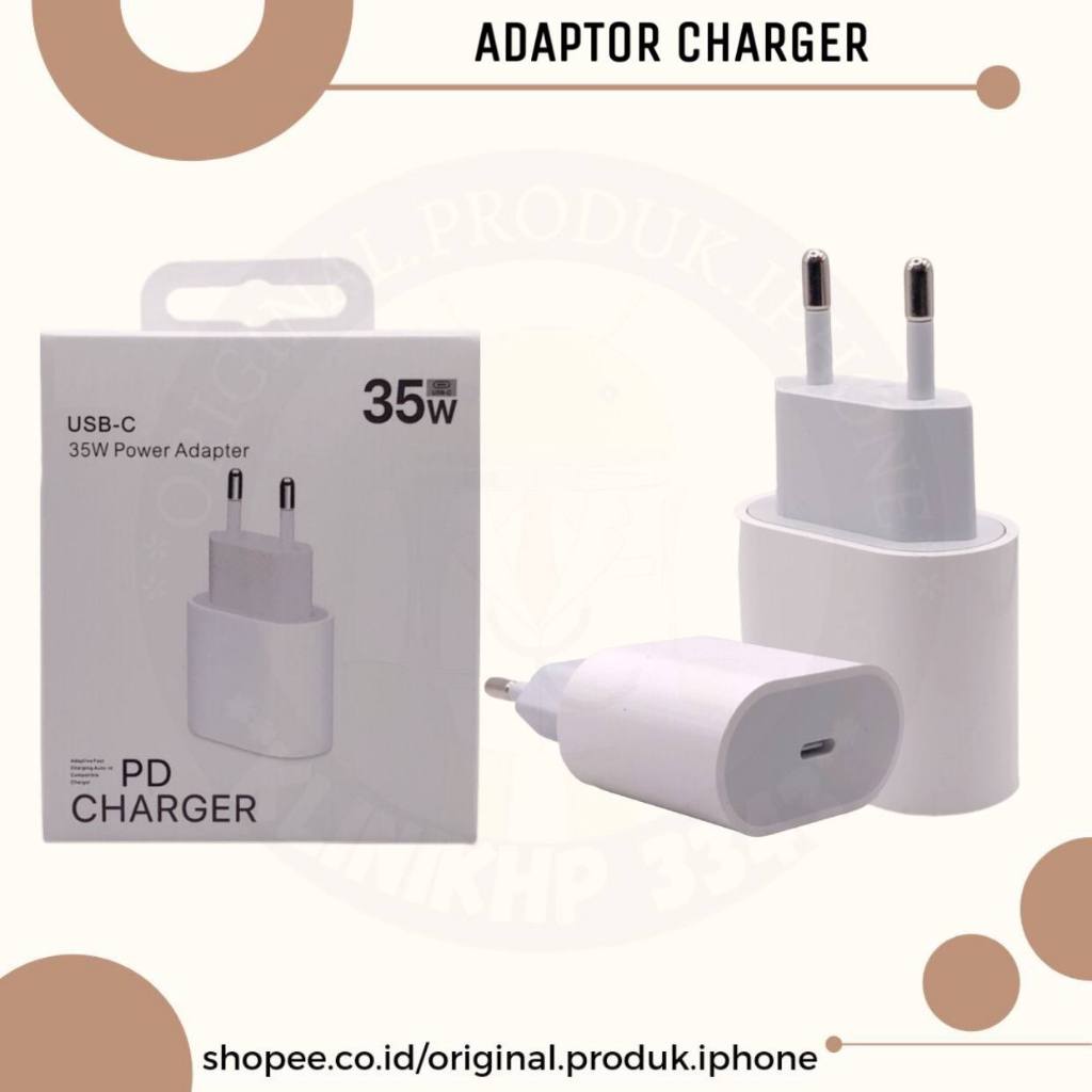 ADAPTOR CHARGER TYPE C 35 WATT 15/15 PLUS/15 PRO/15 PRO MAX (HANYA ADAPTOR)