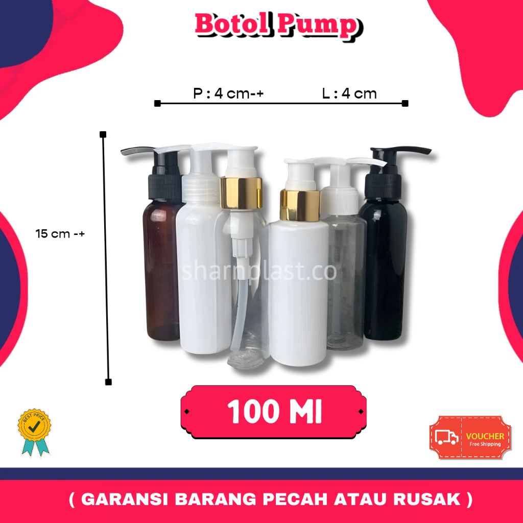Botol BR RF Pump 100ml | Botol Sabun Kosmetik Skincare 100 ml