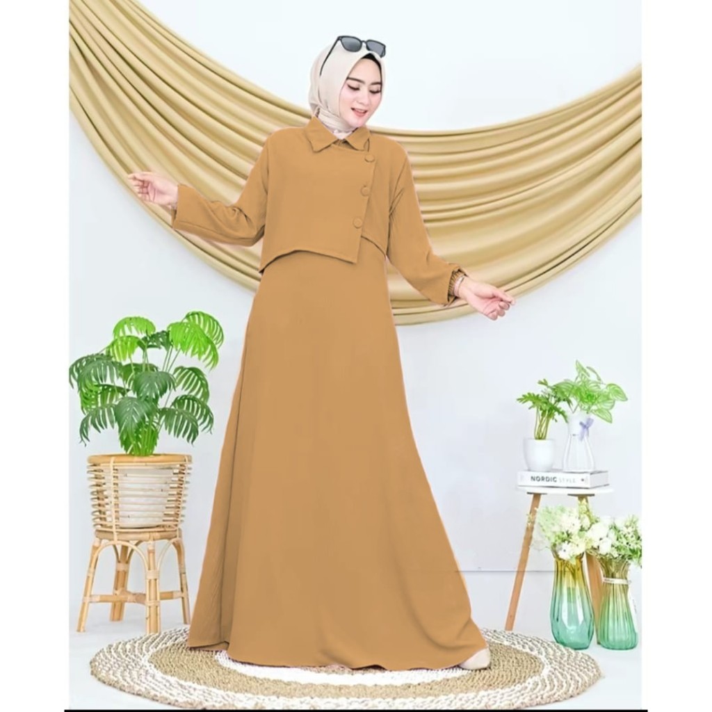 AYRA DRESS MAXY bahan CRINKLE PREMIUM model gamis wanita simple elegan gamis polos terlaris
