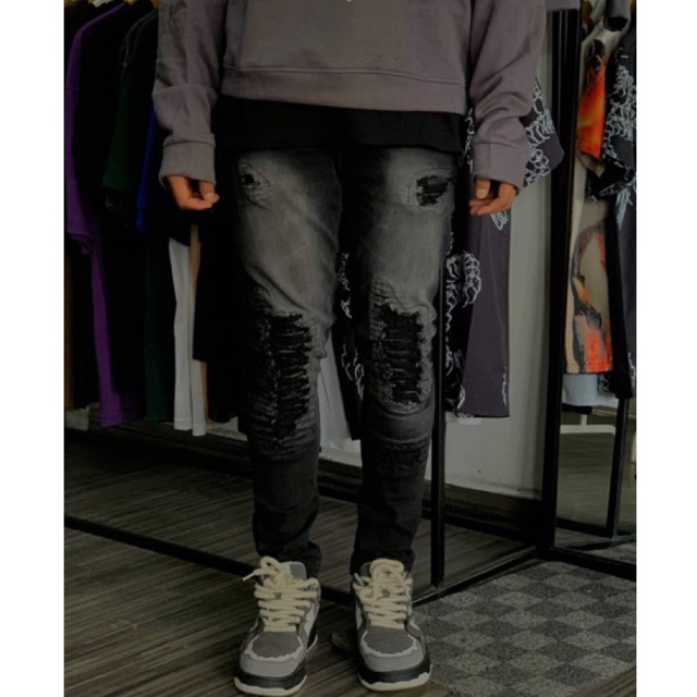 jeans black ripped biker