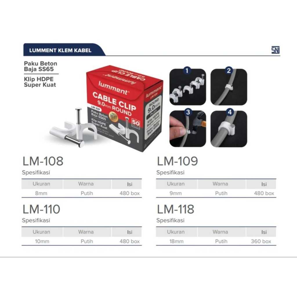 Klem Kabel Paku Beton 10mm LUMMENT / Klem Beton 10mm LUMMENT