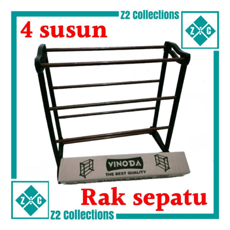Rak sepatu 4 susun merk Vinoda shoes rack multifungsi tempat sandal tingkat serbaguna