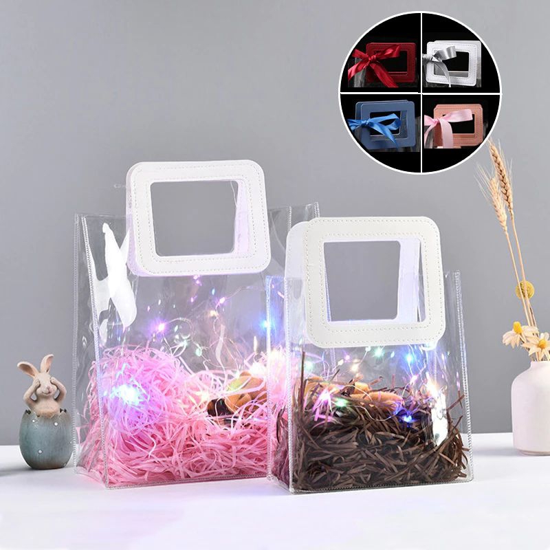 

Tas mika Transparan Gagang kulit sintetis Tas Goodie Bag