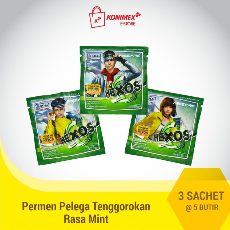 

permen hexos pelega dan penyeger tenggorokan isi 3 sachet