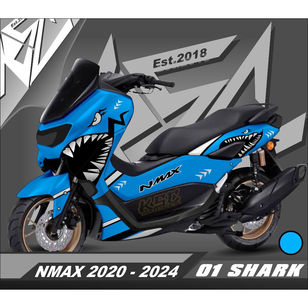 Decal Sticker Stiker Motor Yamaha Nmax New 2020 2021 2022 2023 2024 Fullbody Shark Hiu [K-01] Dekal 
