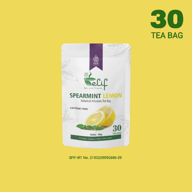 

ELIF TEA AND TISANE Spearmint Lemon Tea | Teh Spearmint Lemon | Teh Jerawat Hormonal & Slimming | 30 Tea Bag