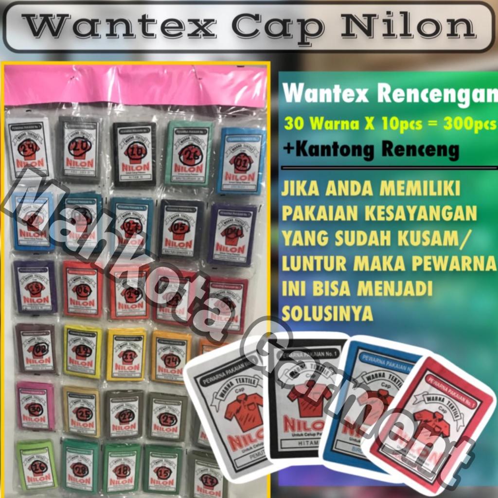 300pcs | Per Renceng 30warna X 10pcs = 300pcs | Wantex Cap NILON | Wantex Pewarna Pakaian | Wantex P