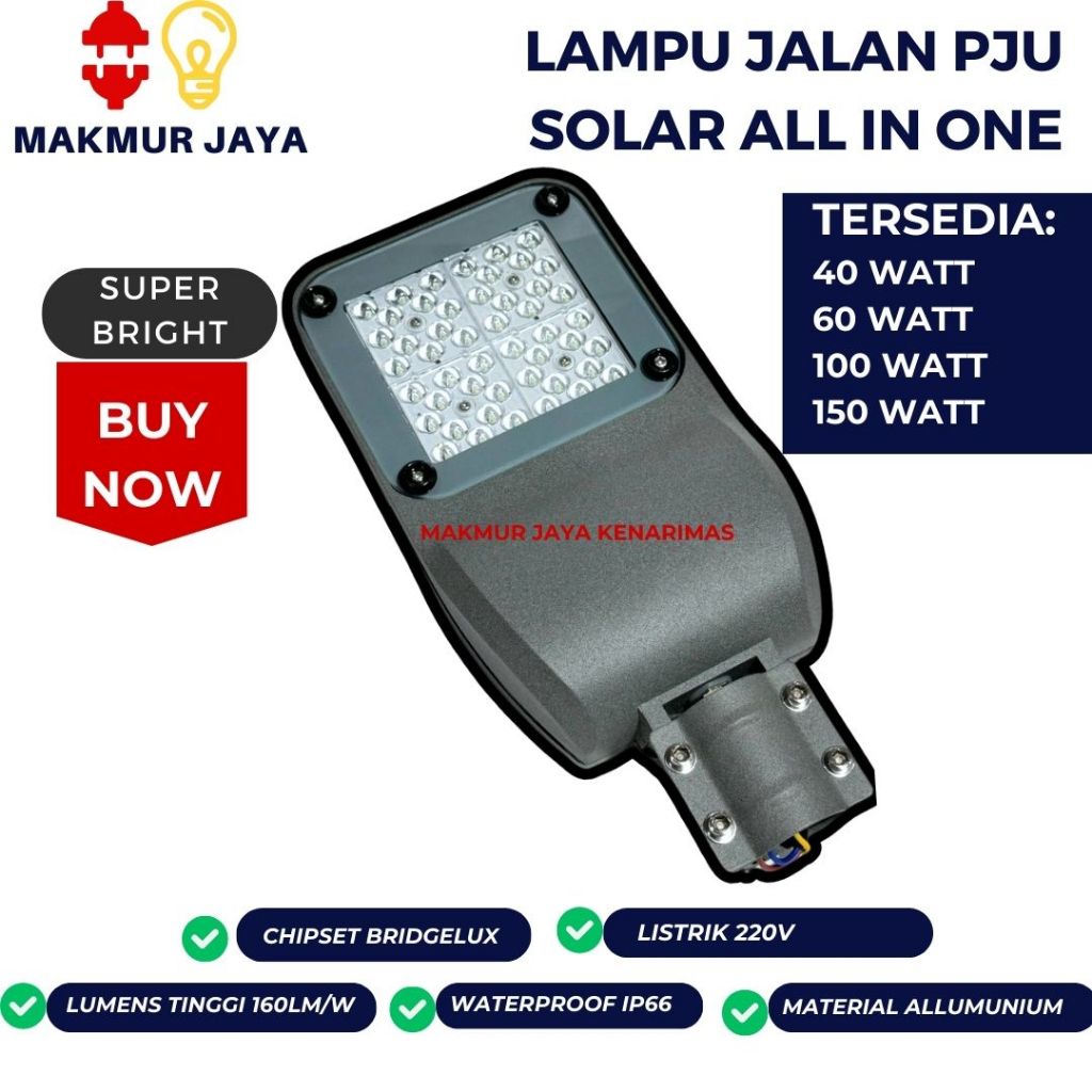 Lampu Jalan LED PJU 40W 60W 100W 220V PJU LED GARANSI CHIP BRIDGELUX