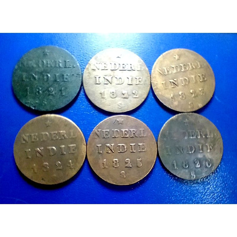 Koin Nederl Indie 1/2 St 1821,1822,1823,1824,1825&1826