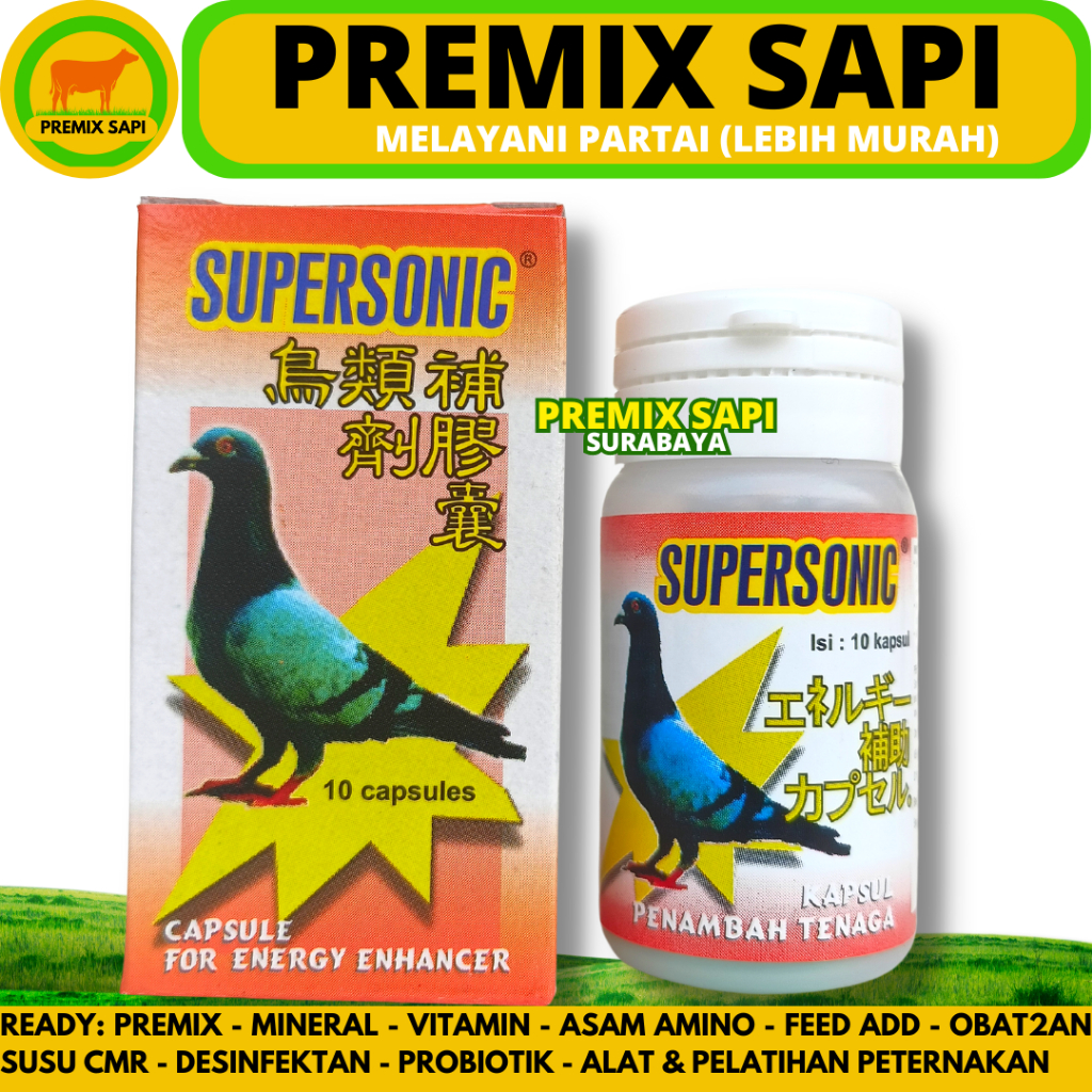 SUPERSONIC 1 Botol (10 KAPSUL) - Jamu Merpati Penambah Stamina Tenaga & Daya Tahan Tubuh - Vitamin D