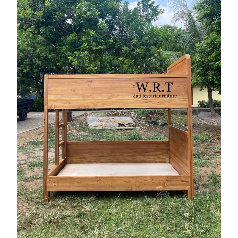 ranjang tingkat blok kayu jati