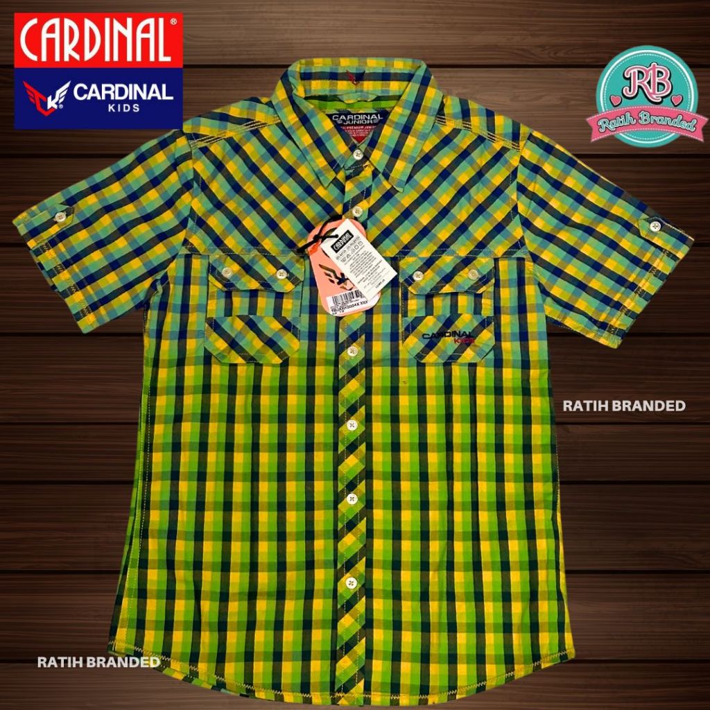 Cardinal Kids Kemeja branded anak laki laki original matahari obral tangan pendek warna kuning mixed