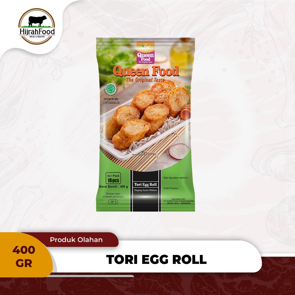 

Queen Food Tori Egg Roll 400 gram Daging Ayam Olahan Frozen Praktis