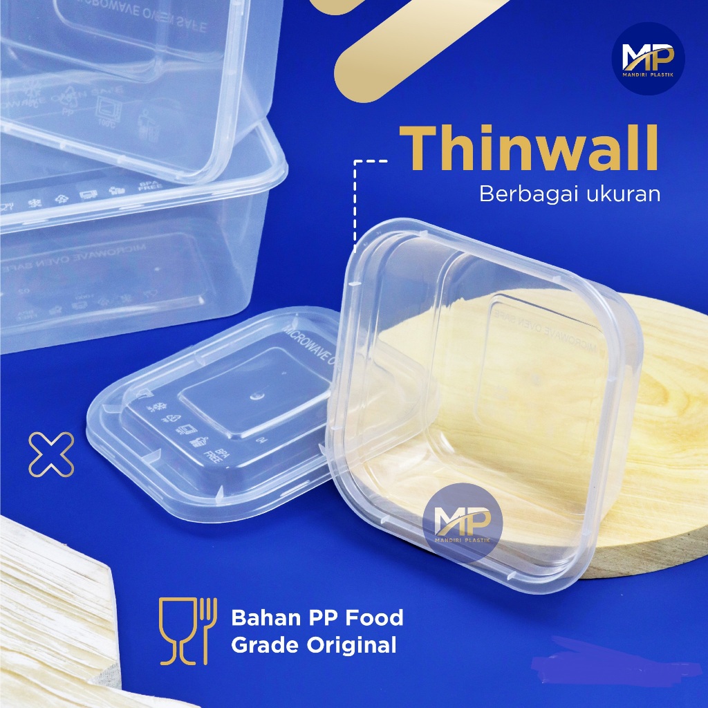 Thinwall SQUARE OTK 350 Cup Mika OTI Food Container Kotak Makan PERSEGI 350ml - 25pcs