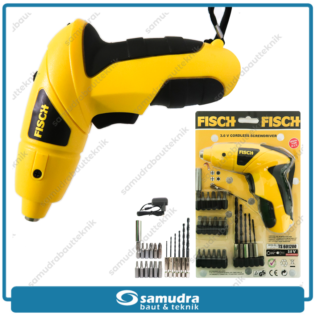 FISCH Mesin Bor Obeng Baterai Cordless Screwdriver TS601200 - Kuning