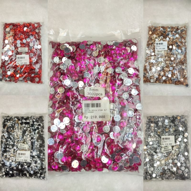 Resin Mata Non Cangkang Bulat 12 MM isi 1000 BH Payet Bridal Rhinestone Grosir