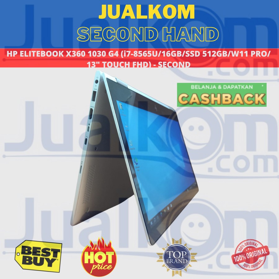LAPTOP SECOND HP ELITEBOOK X360 1030 G4 Touch Laptop i7 8665U 16GB RAM 512GB SSD Win11