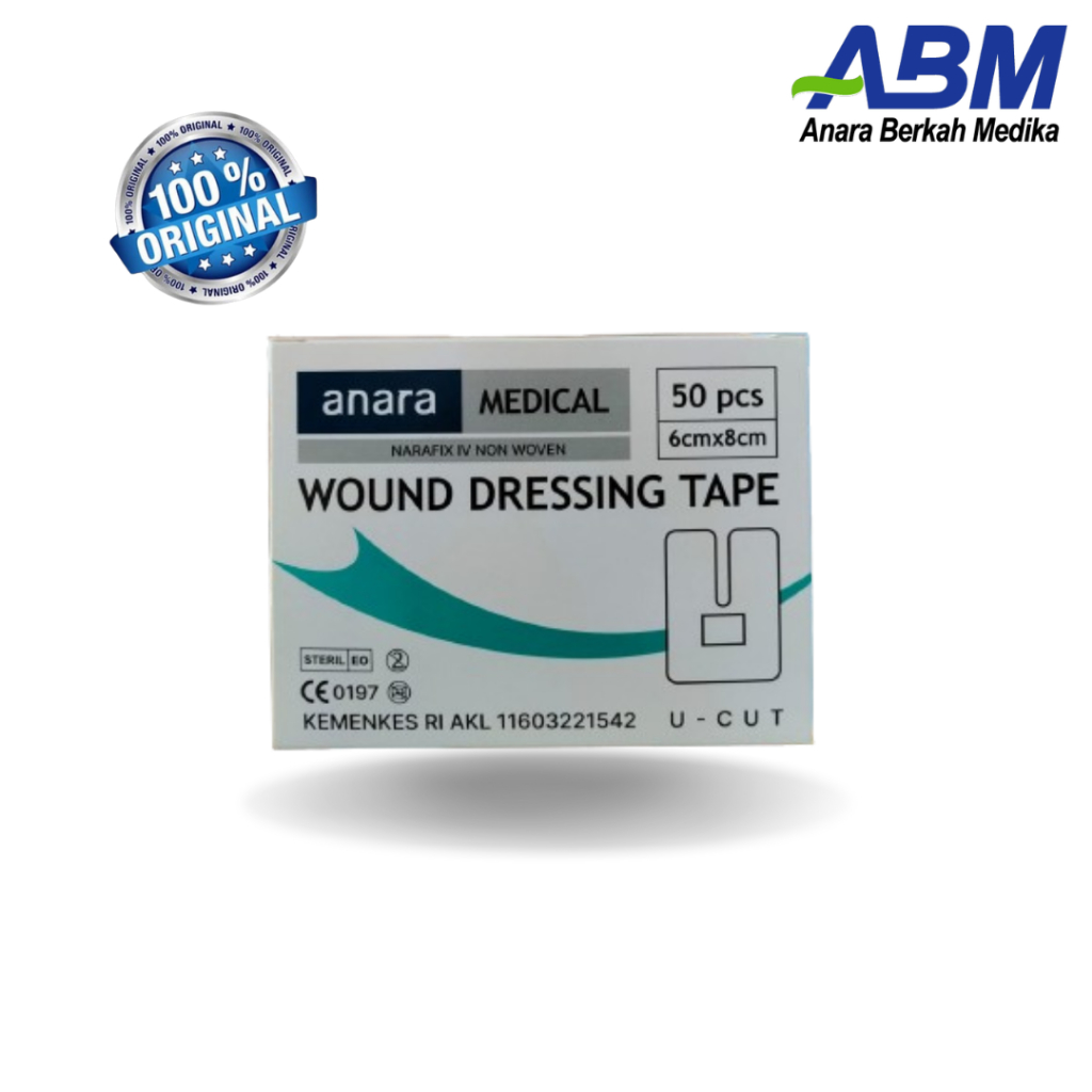 ANARA - Narafix IV Non-Woven Wound Dressing Tape U CUT (Plester Infus) 6CM X 8CM