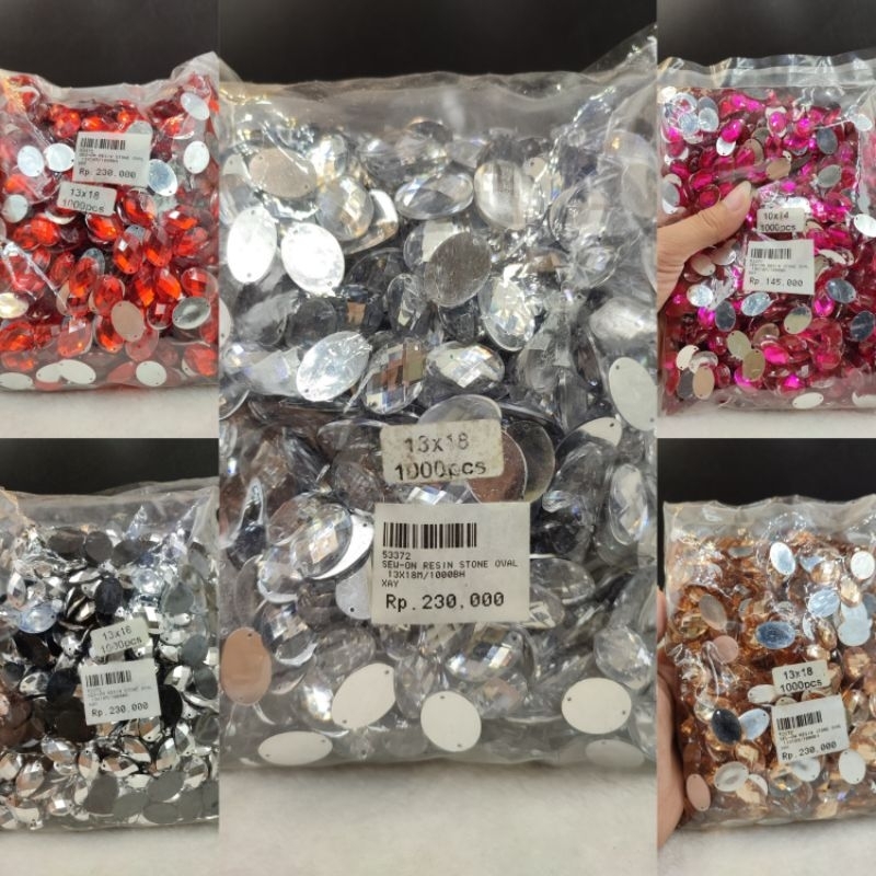 Resin Mata Non Cangkang Oval isi 1000 BH Payet Bridal Rhinestone Grosir