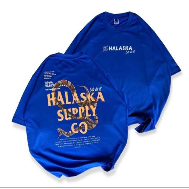 Baju Kaos Oversize Sablon Halaska Biru