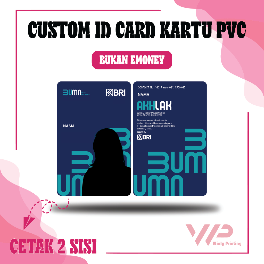 

CUSTOM KARTU PVC DESIGN ID CARD BANK BRI BUMN TERBARU BAHAN PVC - 2 SISI