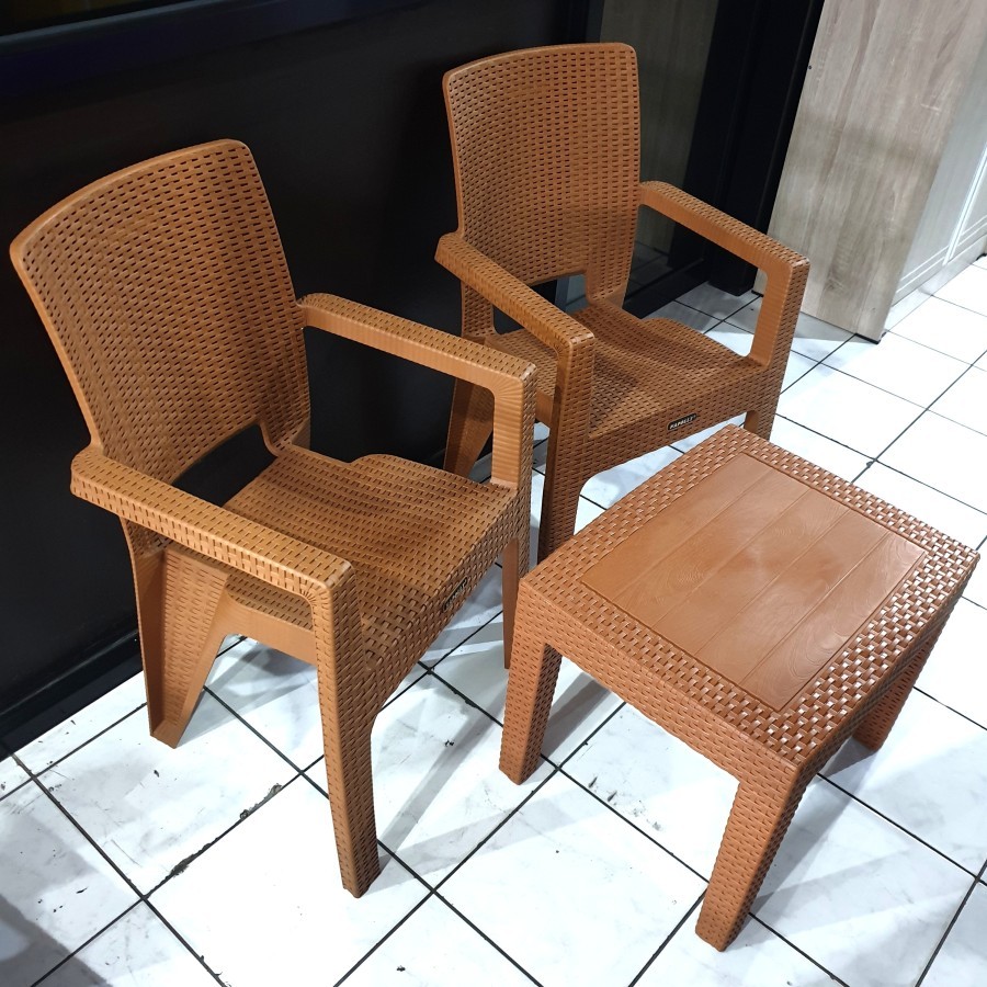 KURSI TERAS SET PLASTIK + MEJA