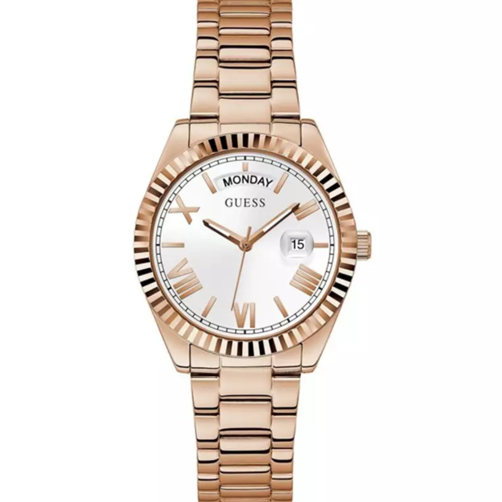 JAM TANGAN WANITA GUESS LUNA GW0308L3 GW0308 L3 ANALOG ROSEGOLD SILVER STAINLESS STRAP