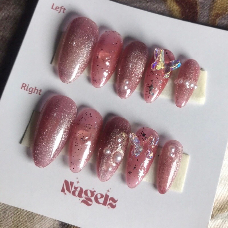 Rose Butterfly - PRESS ON NAIL / KUKU PALSU / NAIL ART / KUKU PALSU MURAH / KUKU PALSU MEDAN / PRESS