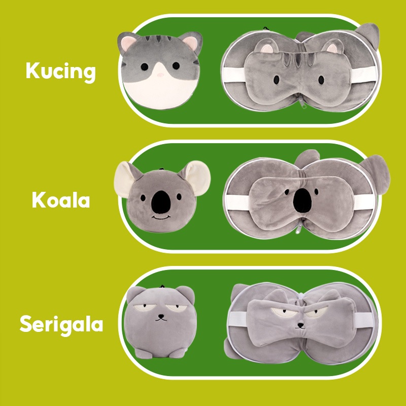 KKV - SLADKO Grey Wolf Eye Mask and Neck Pillow Package/cat/lion/bear/koala/ penguin Neck Pillow/ Image 7