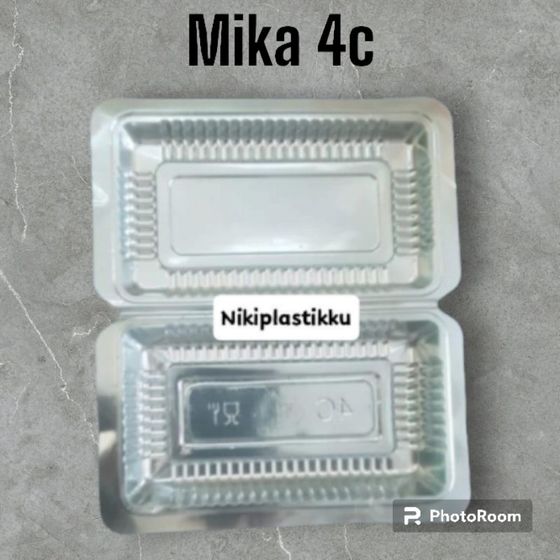 (ISI 100) Mika 4C Mika Kue Bungkus Wadah Tempat Makanan Roti Kue Box Mika Bening Mika Nasi