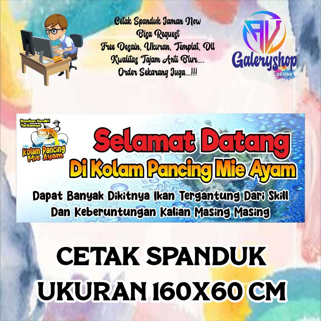 spanduk, banner pemancingan, rental, dll  custom 160x60 cm