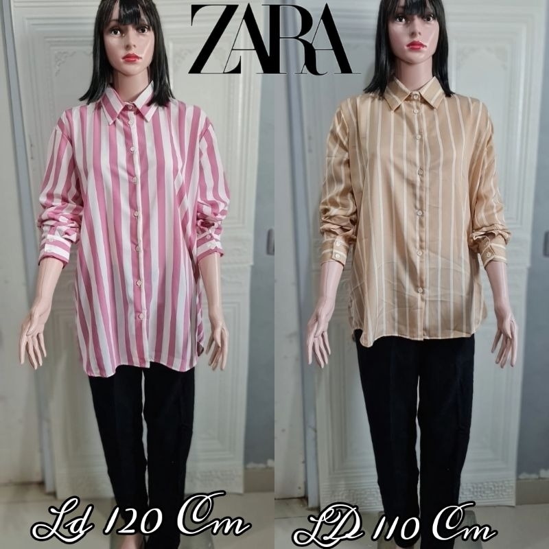 Kemeja Tangan Panjang Wanita Oversize Branded Sisa Ekspor Zara Original