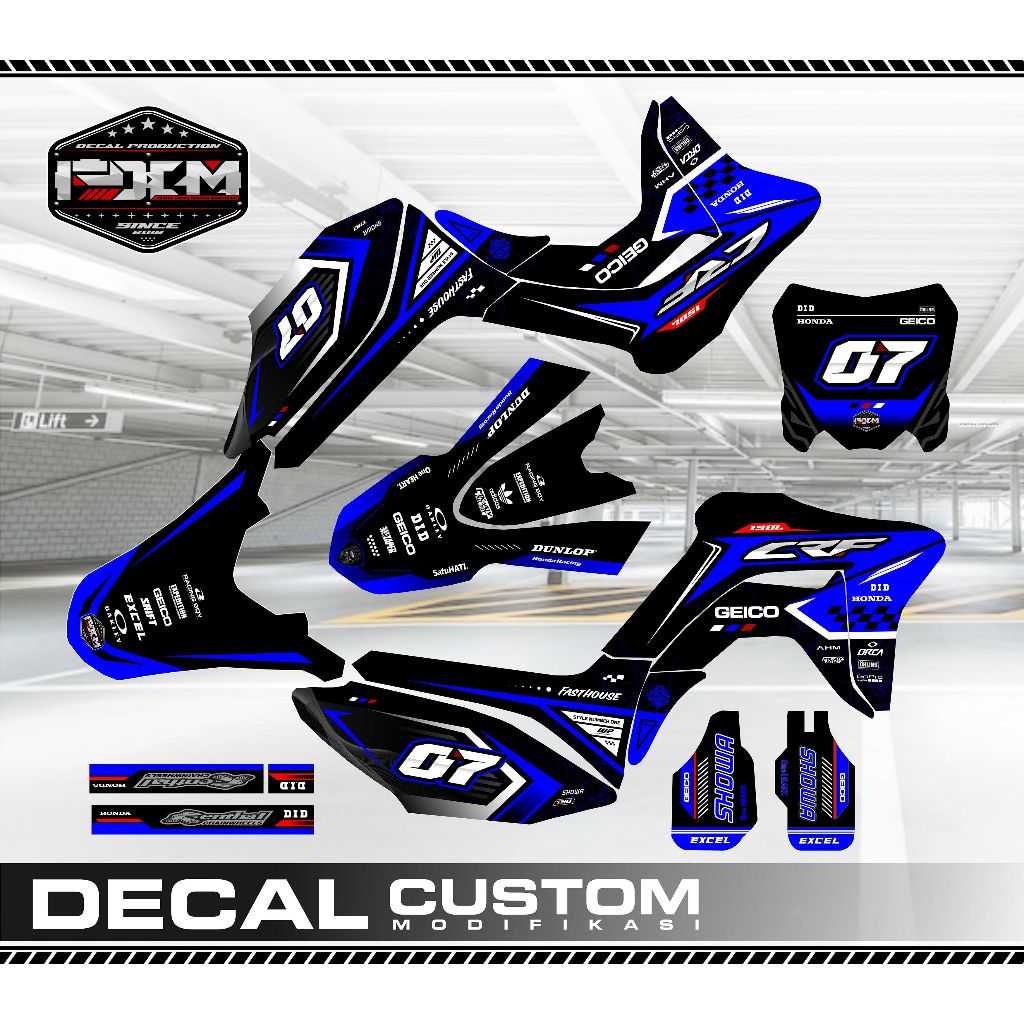 decal crf 150 l full body Biru hitam Putih keren elegan dengan pilihan warna lain