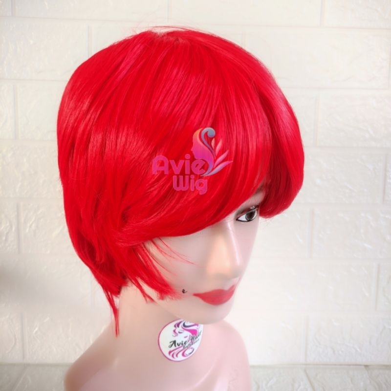 Wig Cosplay Anime Merah Rambut Palsu Pria Warna merah