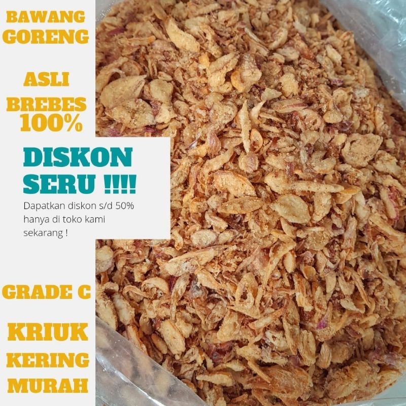 

½kg Bawang Goreng Asli Brebes Grade C 500gr Bawang Goreng Asli Brebes Grade C fried onion Berkualitas Harum Kering Murah