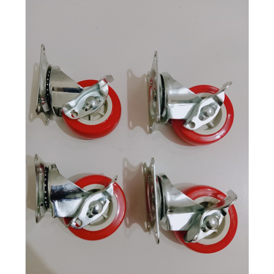Dijamin Baru  Roda Troli 2inch 5mm Rem Merah Roda Troli 2inch per 4pcs Roda Troli Hidup