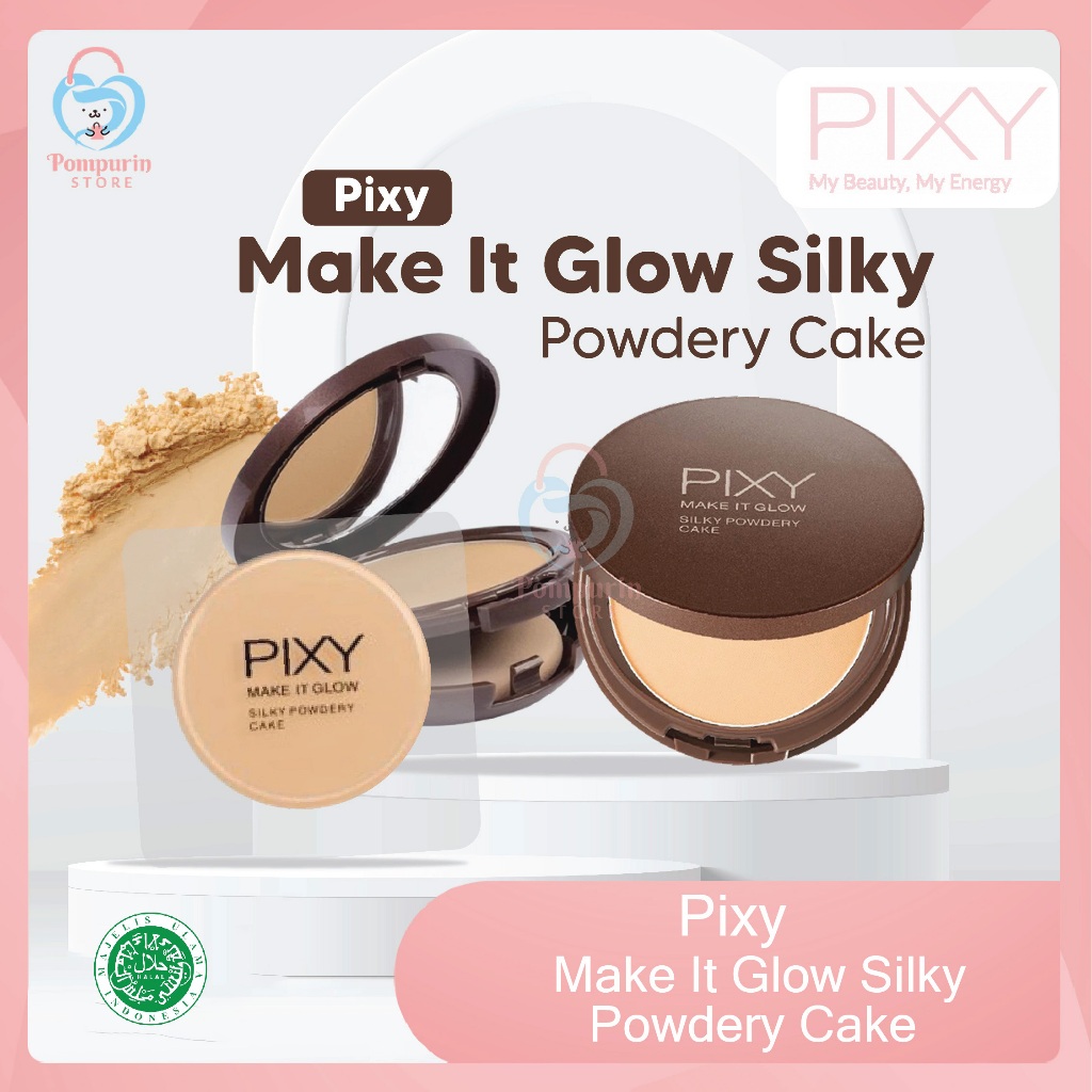 PIXY Make It Glow Silky Powdery Cake SPF35 PA+++ - Bedak Padat Natural Original BPOM